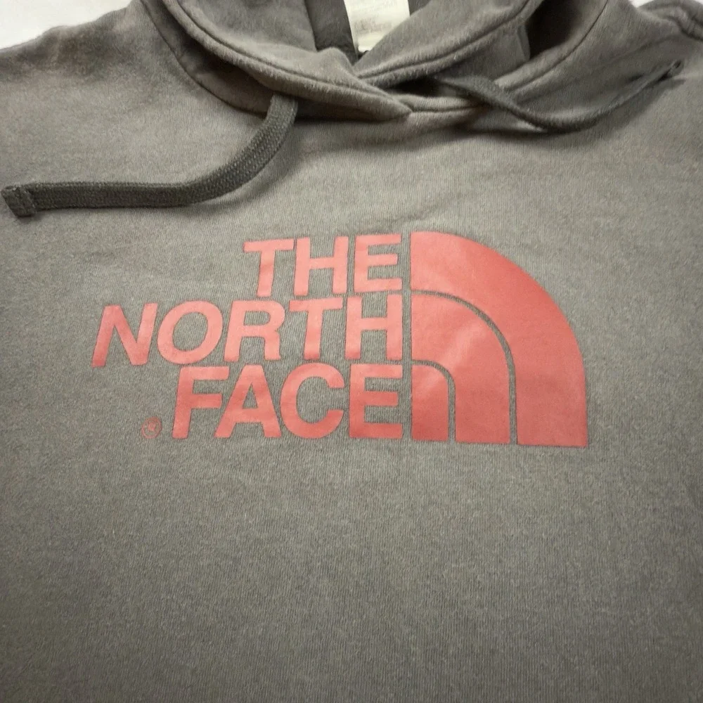 The North Face‎ Mens Hoodie Sweatshirt Grey With Red Letters XL Kangaroo Pocket